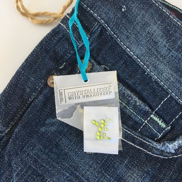 7 For All Mankind Dojo X Pocket Crystals Flare Jeans 29 - Picture 3 of 11